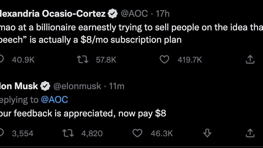  Маск после покупки Twitter: “Ваш отзыв важен для нас, теперь заплатите 8 долларов США”