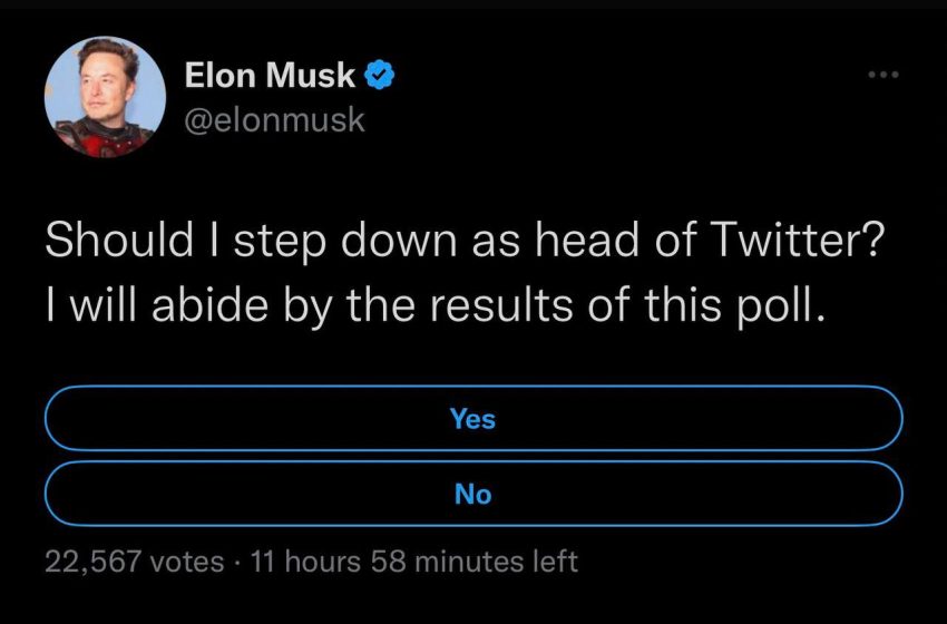  Маск запустил опрос о том, стоит ли ему уйти с поста руководителя Twitter
