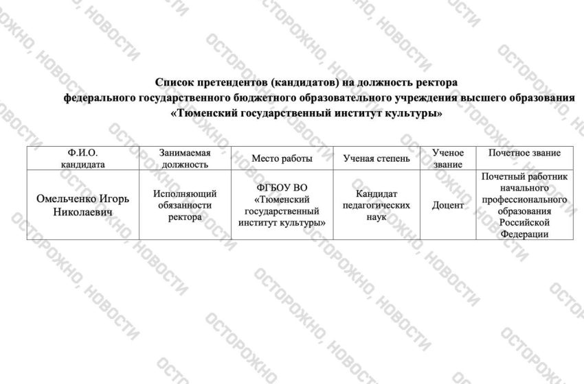  В ТГИК на выборы ректора допустили одного кандидата