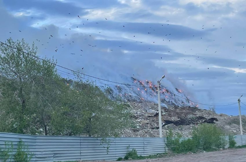 В Новосибирске второй день горит мусорный полигон