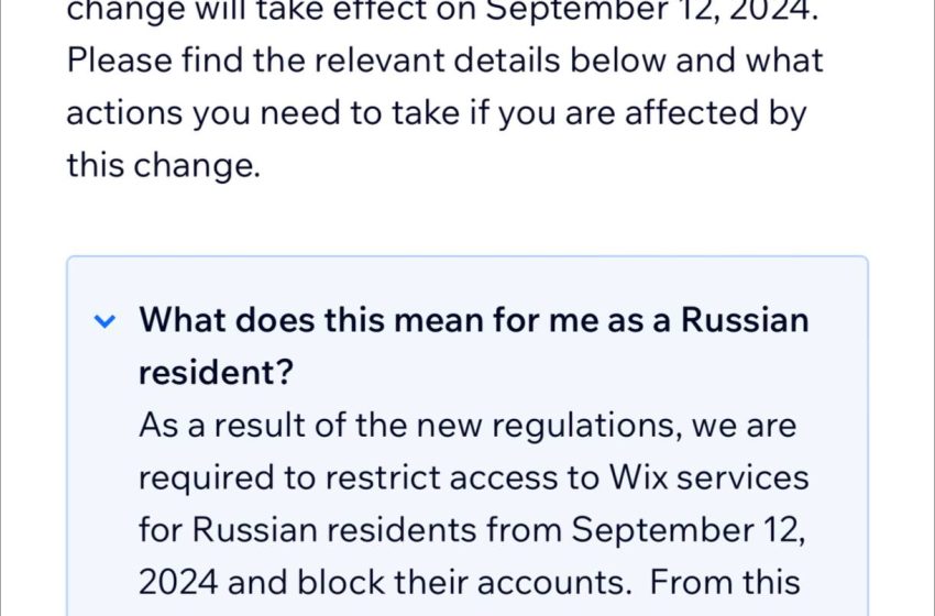  Конструктор сайтов Wix заблокирует аккаунты из РФ